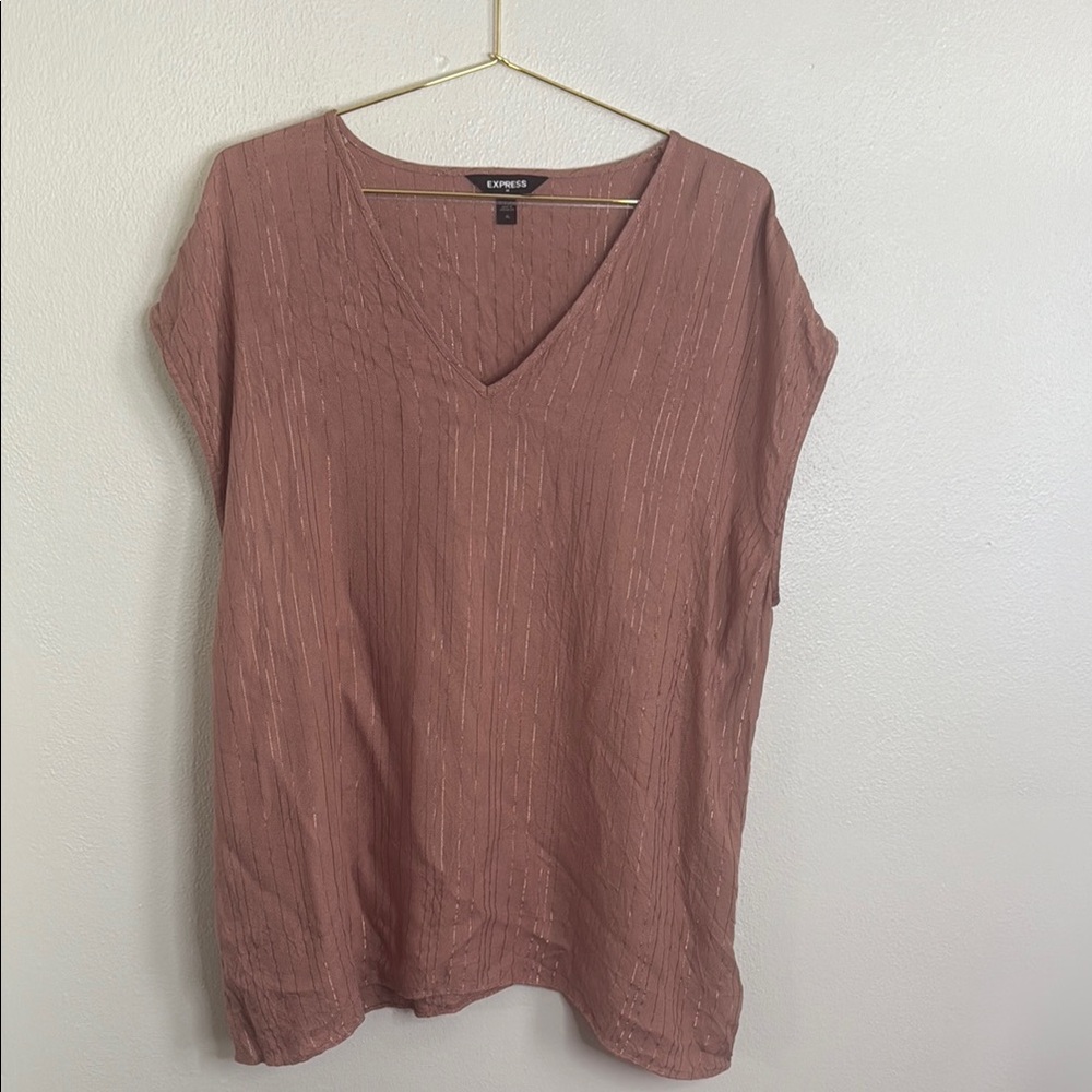 Express Women's XL Textured Mauve V-Neck Blouse